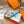 chypre sandal turquoise blue suede calfskin white thread embroidered