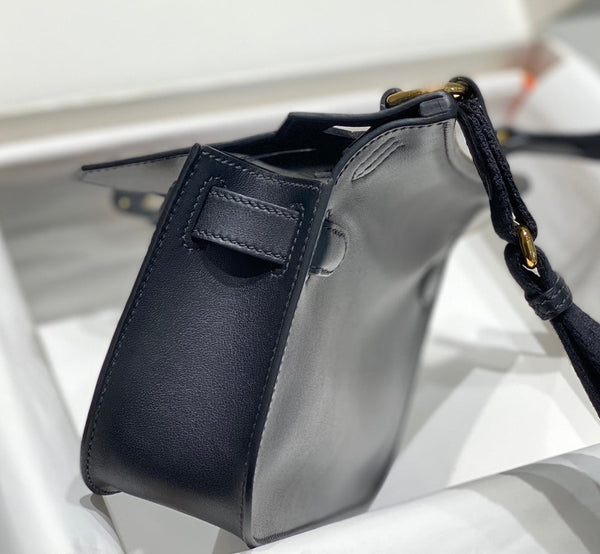 KELLY 23CM JYPSIERE BLACK LEATHER CROSSBODY BAG GHW
