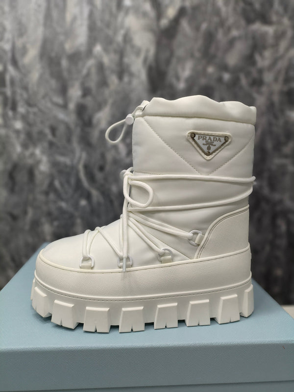 PRA RE-NYLON GABARDINE APRÈS SKI BOOTIES WHITE