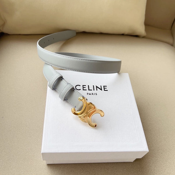 Medium Triomphe Belt 25mm Baby Blue Calfskin Ghw