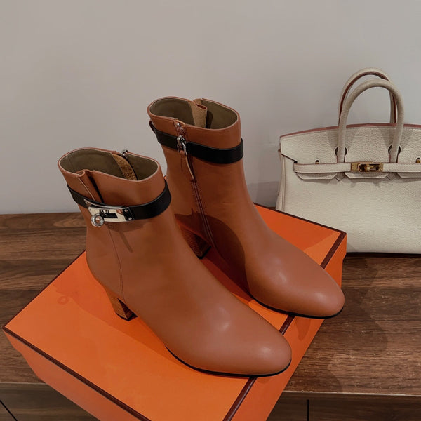 HM Saint Germain Ankle Boot Brown Black Calfskin