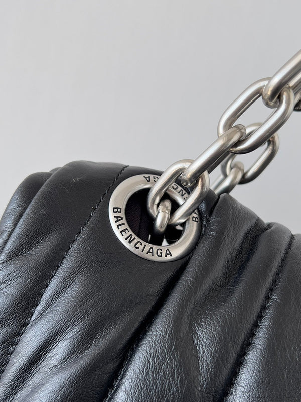 MONACO BAG 43 IN BLACK QUILTED THIN CALFSKIN SILVER HARDWARE