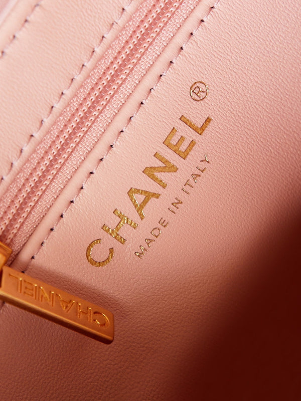 cc 24a nano 19cm kelly shopper bag light pink lambskin