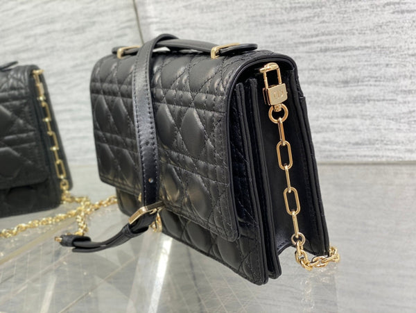 MY CD 24 TOP HANDLE BAG BLACK LAMBSKIN