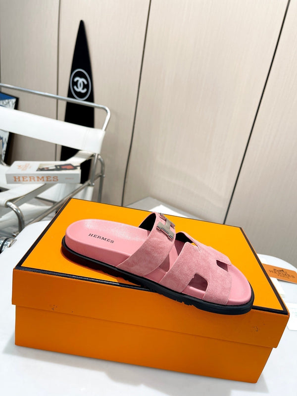 HM CHYPRE SANDAL LIGHT PINK WITH H-BUCKLE SUEDE