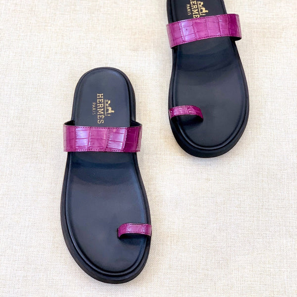 HM Men's Open-toe Sandals Pink Rubber Sheepskin 561661