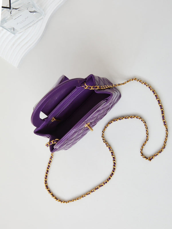 cc 24a nano 19cm kelly shopper bag purple lambskin