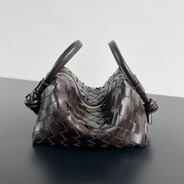 BV Loop Top Handle 19cm Chocolate Lambskin
