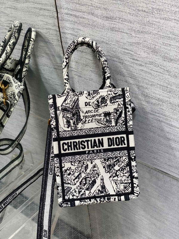 CD Mini Book Tote 13.5 cm Black Beige 336416