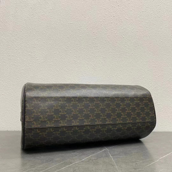 Celine Duffle Bag Bag Triomphe Black Beige Canvas & Calfskin