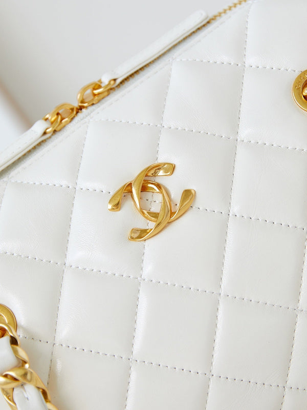 CC 24K Bowling Bag 25cm White Waxed Lambskin