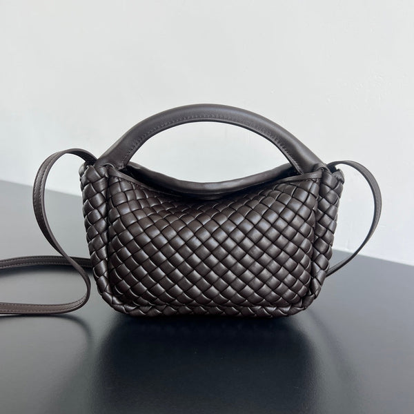 BV Small Cobble Top Handle 23cm Chocolate Lambskin