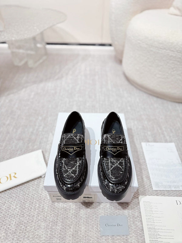 CD Boy Platform Loafer In Black Tweed Fabric 988792