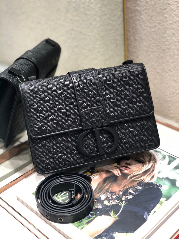 CD Embossed Montaigne Black Calfskin 336833