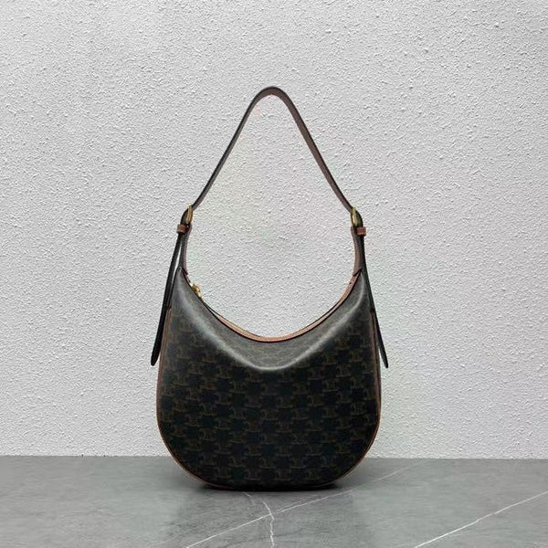 Celine Héloïse Bag Triomphe Black Brown Canvas & Calfskin