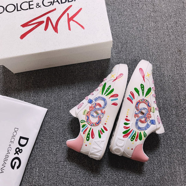 DC Portofino Limited Edition Sneakers Pink Snake Embroidery & Sheepskin 288470