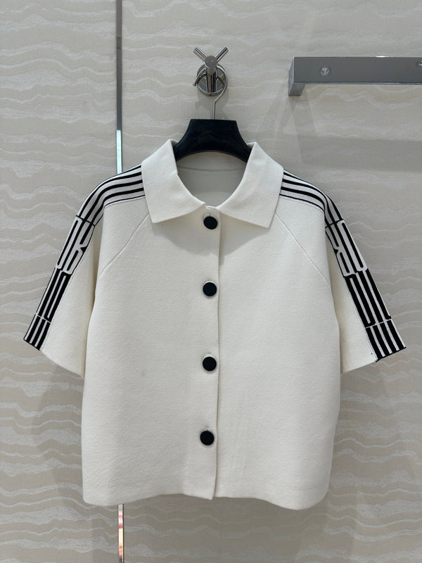 CD Short-Sleeved Cardigan Jacket White Viscose Polyamide