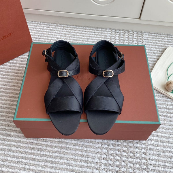 LP Sandals In Black Satin