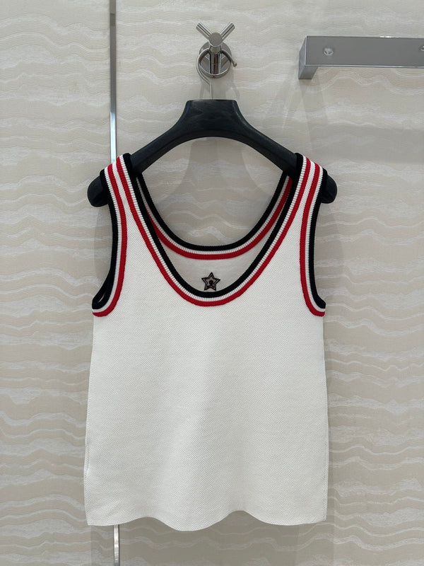 CD Tank Top White Rayon Polyester