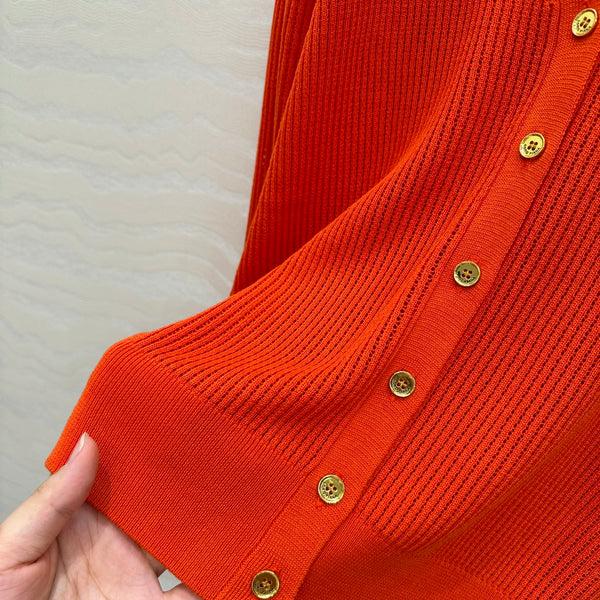 LP 25 V-neck Cardigan Burnt Orange Cotton 265179