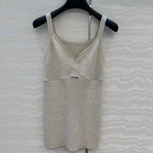 Miu SS26 Knit Top Ivory Cotton 351114