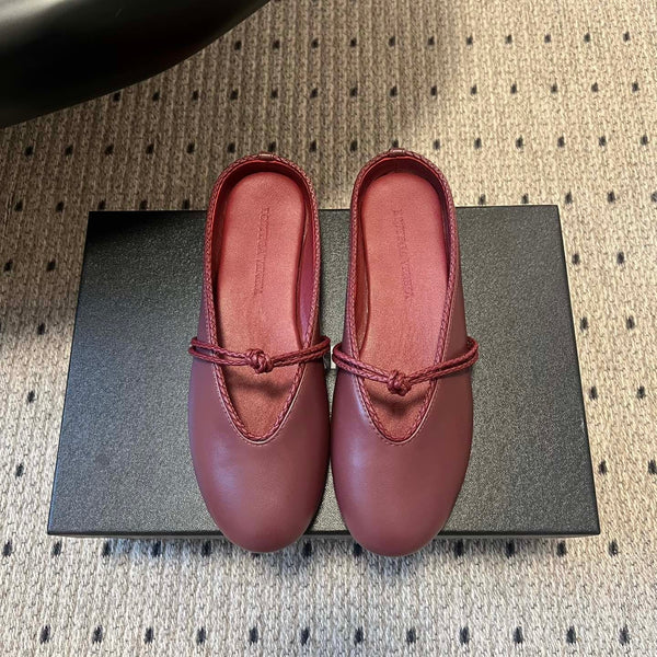 BV 26s Flats Mules Burgundy Calfskin