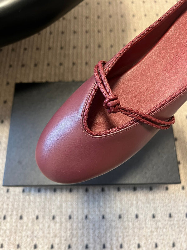 BV 26s Flats Mules Burgundy Calfskin