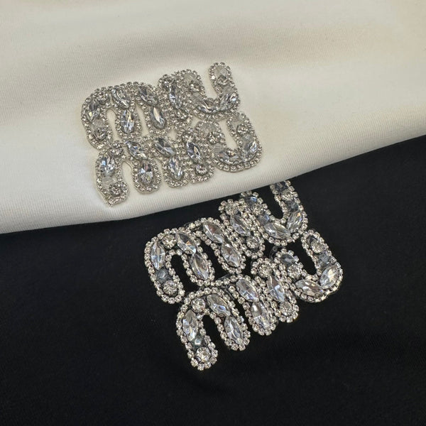 Miu SS26 Crystals Logo Embroidery T-shirt Cotton 350561