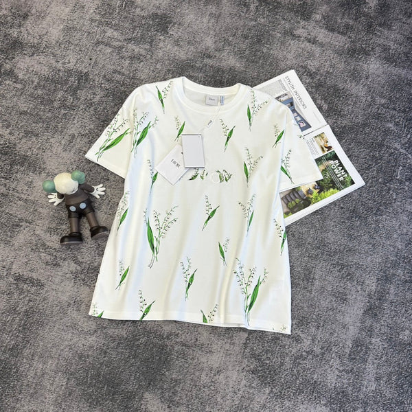 CD SS26 Lily Of The Valley T-Shirt White Cotton 350673