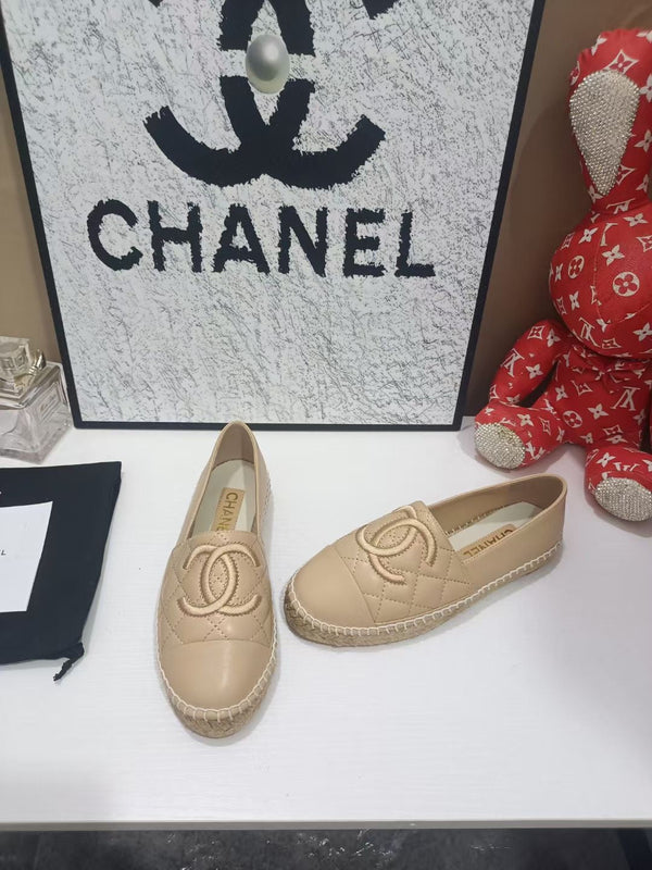 Chanel 26s Espadrille Loafers In Beige Calfskin With Rope Sole