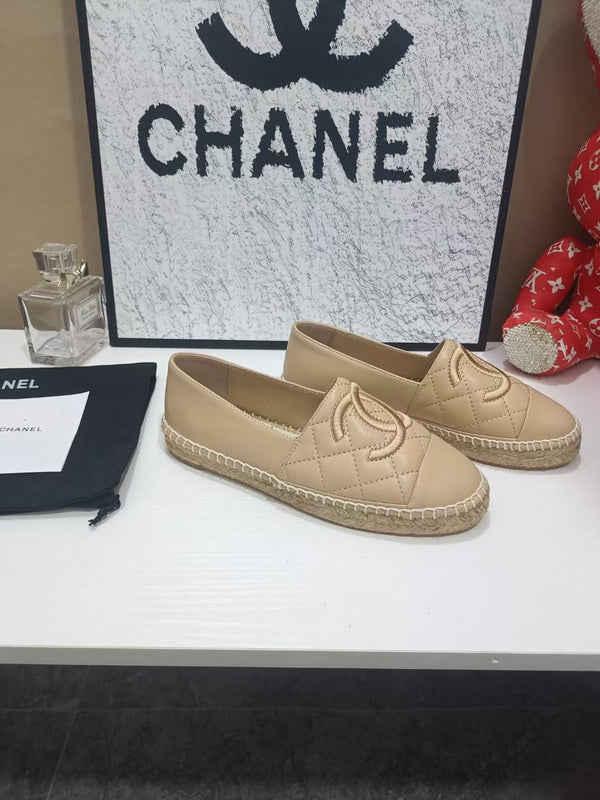 Chanel 26s Espadrille Loafers In Beige Calfskin With Rope Sole