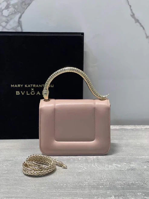 BVL Serpenti Mary Katrantzou Top Handle 19cm Pale Mauve Lambskin GHW 188684