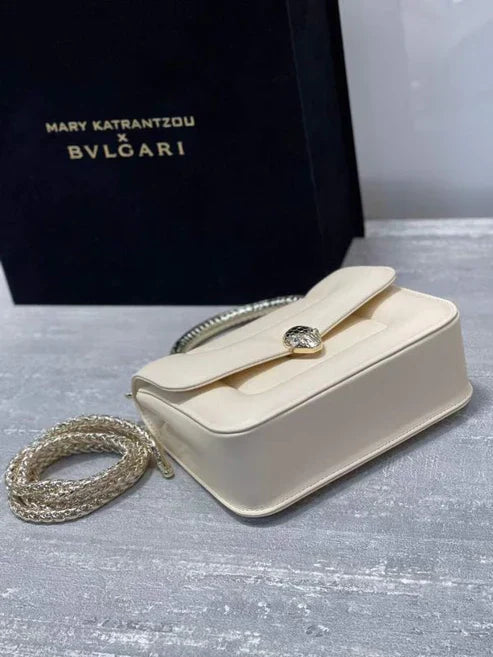 BVL Serpenti Mary Katrantzou Top Handle 19cm White Lambskin GHW 188674