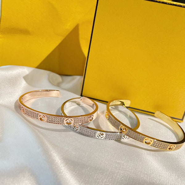 F BRACELET PINK GOLD DIAMOND CUFF