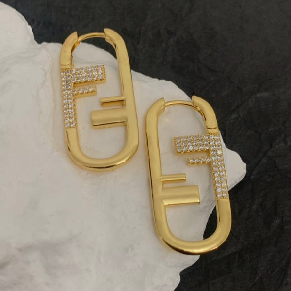 F O'LOCK GOLD DIAMOND EARRINGS