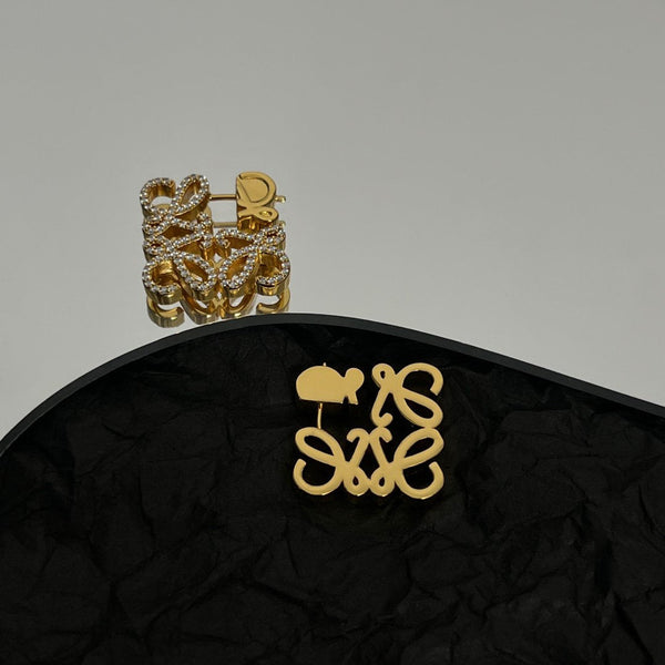 PAVED ANAGRAM MINI GOLD EARRINGS