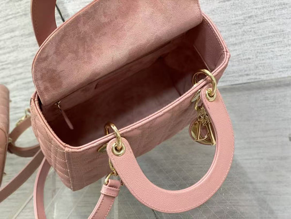 CD MEDIUM LADY 24 BLUSH CANNAGE LAMBSKIN