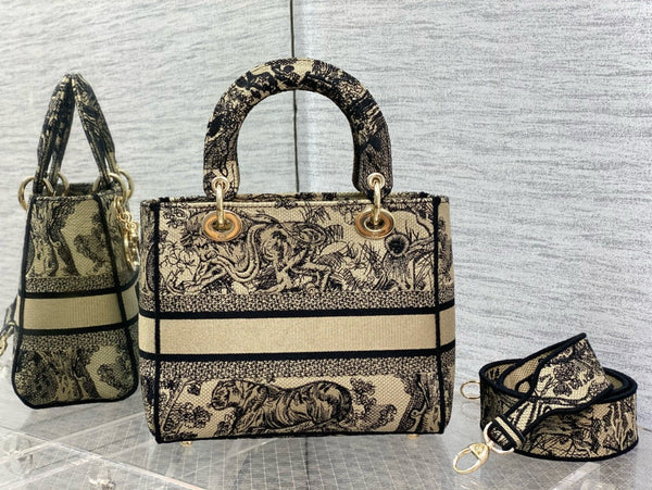 medium lady 24 black beige canvas
