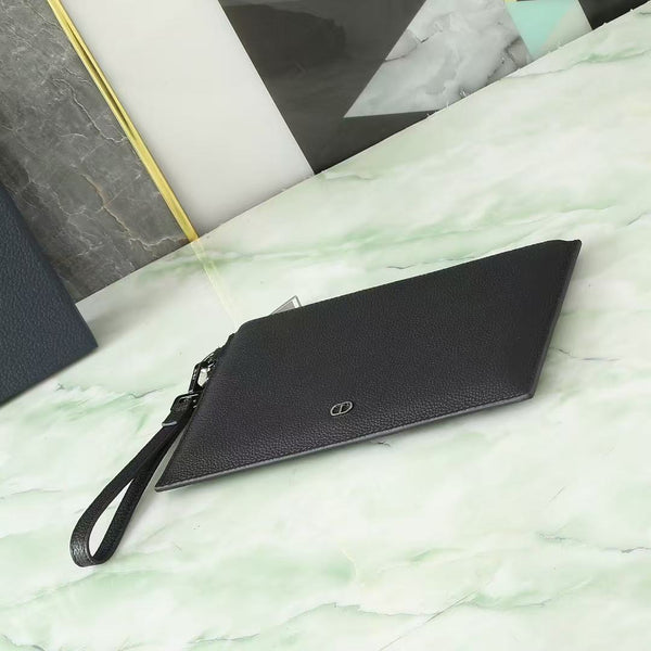 CD A5 Pouch Black Grained Calfskin with CD Icon