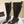CC Knee-High Pointed Toe Chunky Heel Boots 50mm Black Sheepskin