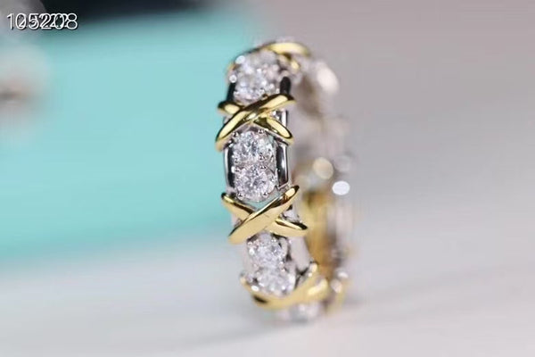 SIXTEEN STONE SILVER GOLD RING