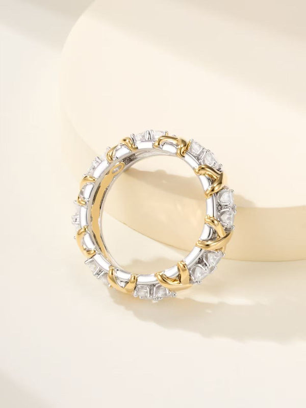SIXTEEN STONE SILVER GOLD RING