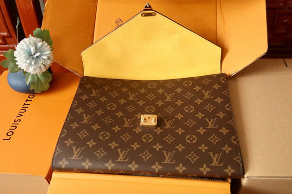 BLLV Mark Folder Monogram Dark Brown Coated Canvas Calfskin
