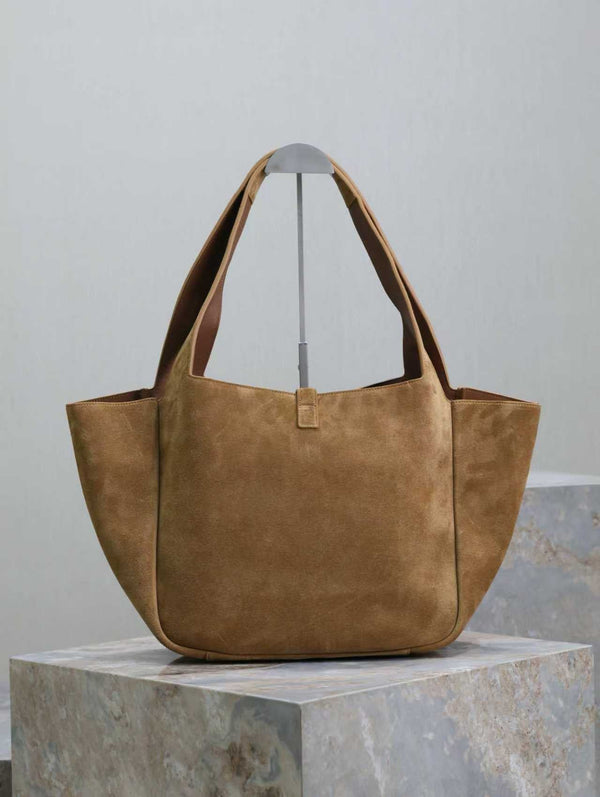 YSL 50 Bag Gold Hardware Tan Suede