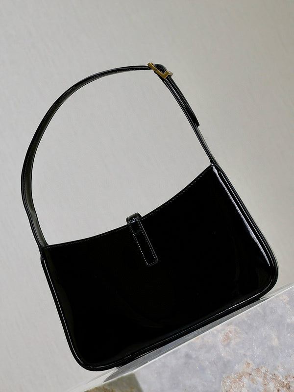 YSL 2025 Le5A7 Bag 25cm Black Gold Patent Leather