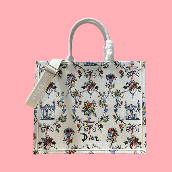 CD Book Tote Floral Embroidery Canvas 164660