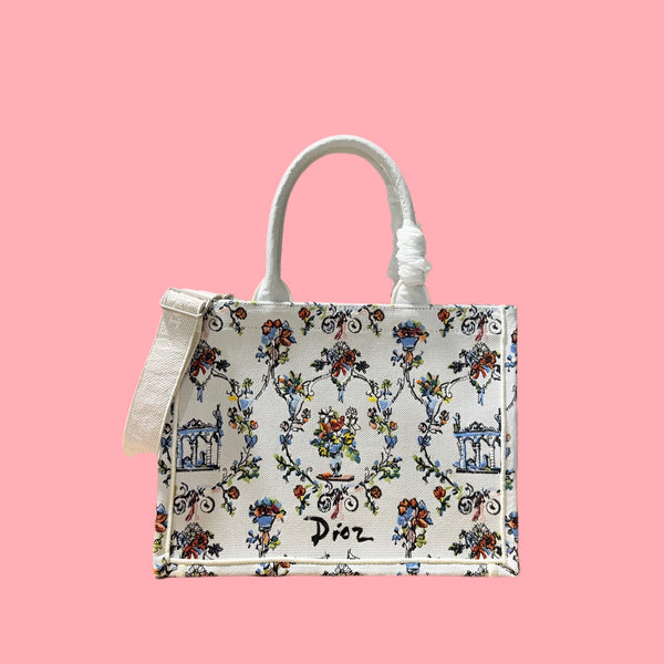 CD Book Tote Floral Embroidery Canvas 164660