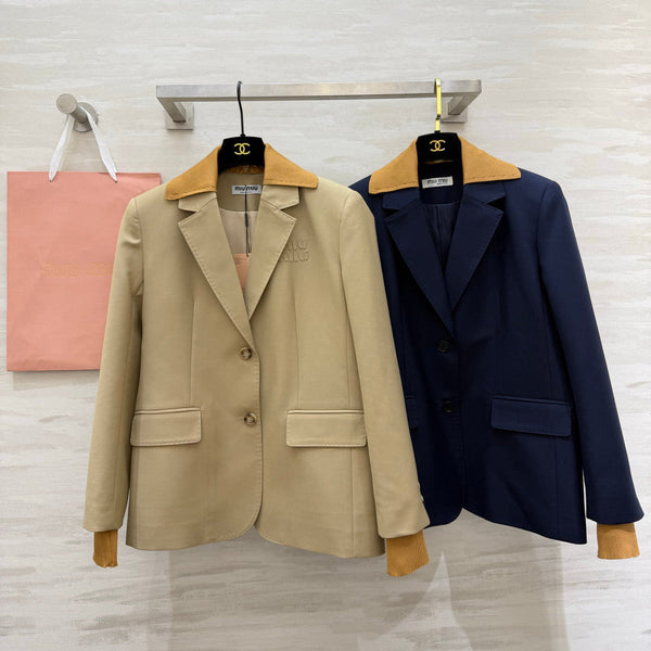 Miu Tailored Blazer Knit Collar Cuffs 427472