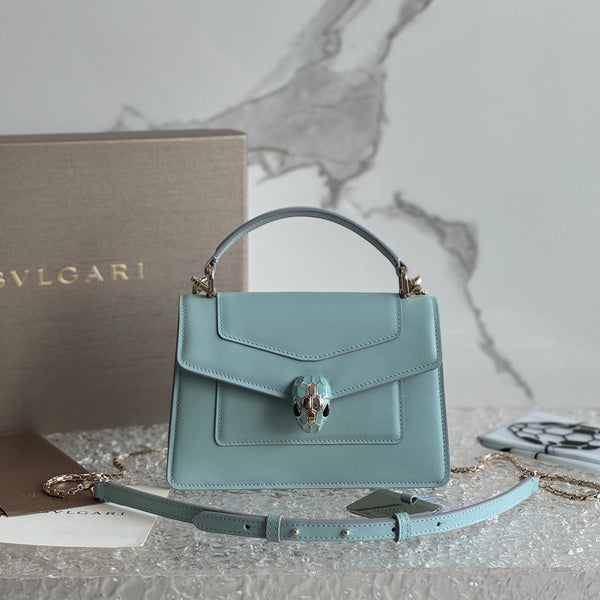 Bvlgari Serpenti Forever Shoulder Bag 19 Blue in Calfskin