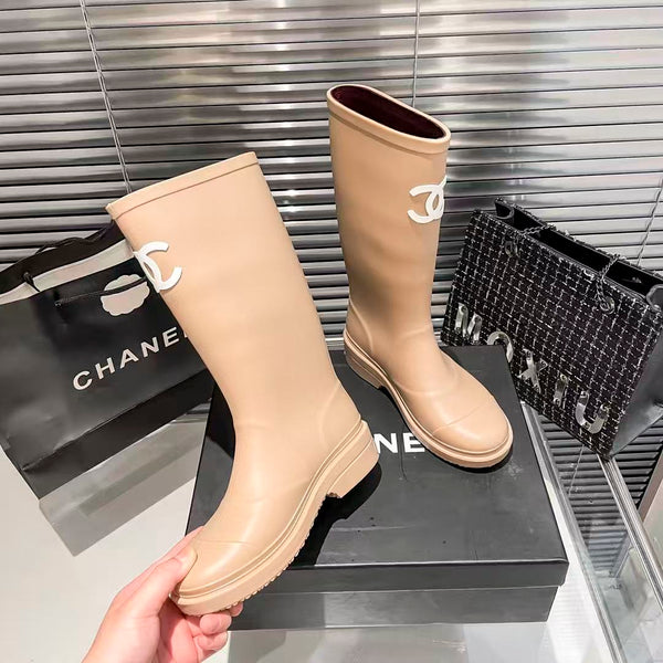 CC RAIN BOOTS BEIGE TPU MID - TOP WITH WHITE LOGO